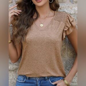 Dokotoo Casual Ruffle Short Sleeve Top size S